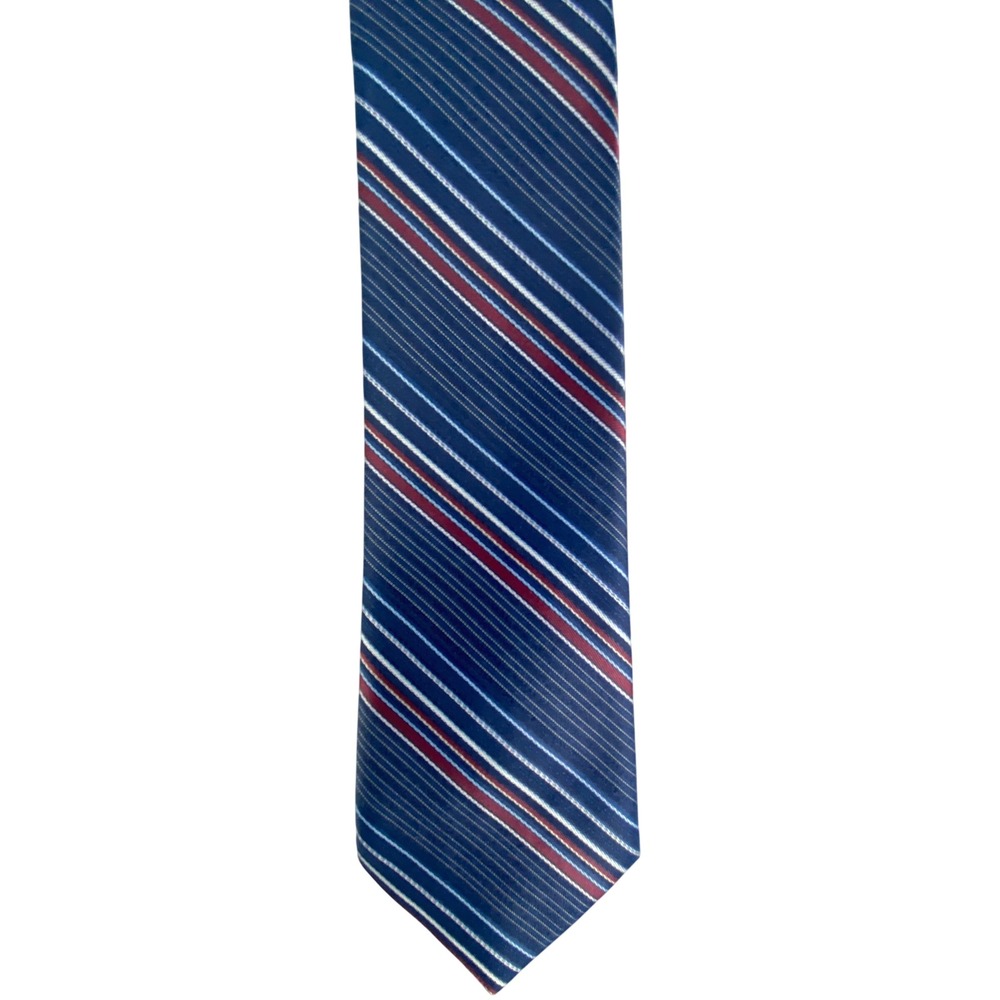 VTG Loviena Galaxy Mens Striped Tie Blue Red White Skinny 51x2.5